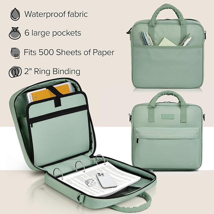 Sturdy 3 Ring Zipper Binder with Strap - 2" Binder with Pockets Holds 500 Sheets, Laptop & More - Durable & Easy to Carry