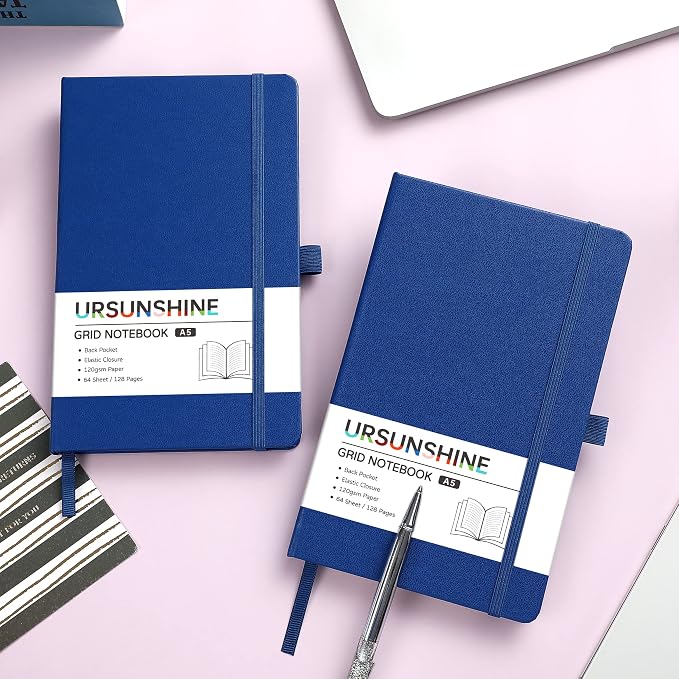 Graph Grid Paper Notebook/Journal - Classic Journal/Notebook with Ribbon