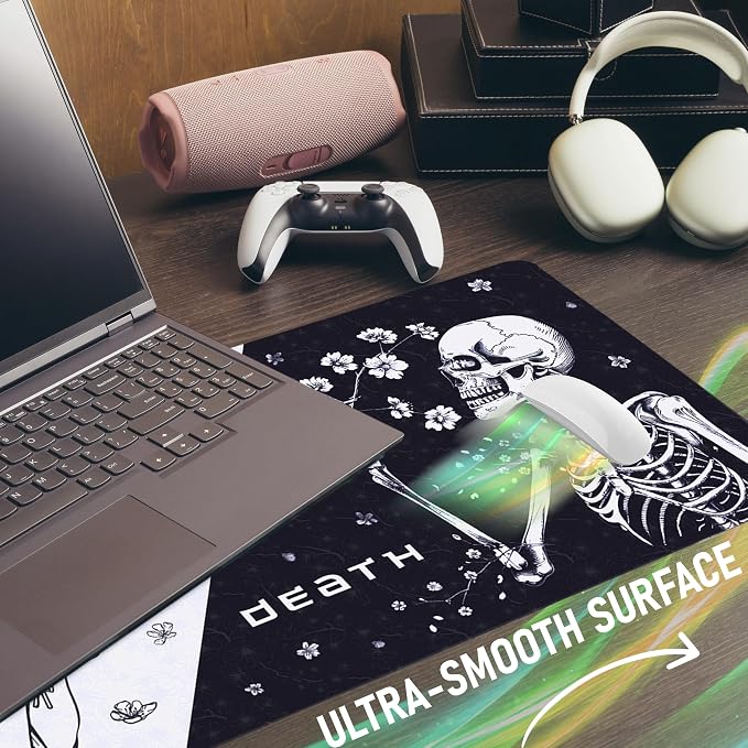 XXL Large Gaming Mouse Pad for Desk - Desk Mat for Keyboard and Mouse - PC Mouse Pad - Non-Slip Water Resist Rubber Base, Stitched Edges - 35.4x15.7 in - 90x40 cm (Life&Death, XX-Large)