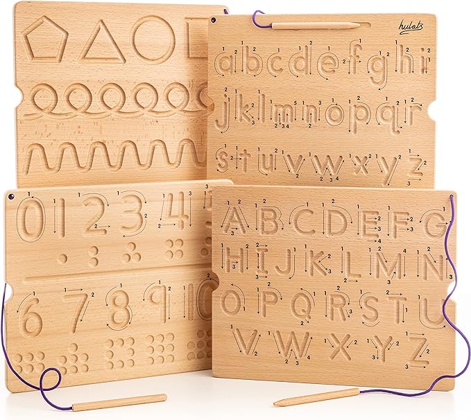 Hulats Learn to Write: Wooden Letter Tracing Board Set Ages 3-5