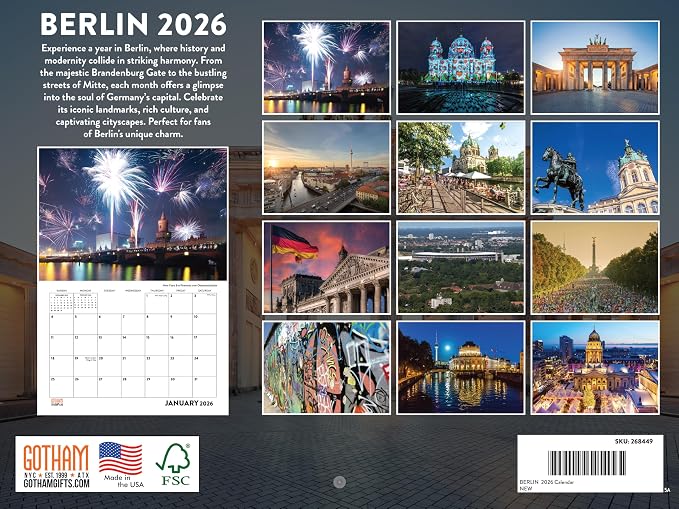 Berlin Calendar 2026 Monthly Wall Calender 12 Month | American Made In The USA