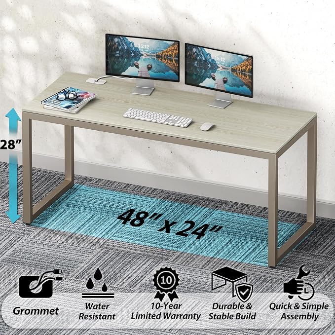 SHW 48-Inch Commercial-Grade Office Computer Desk, Maple | 10-Year Limited Warranty