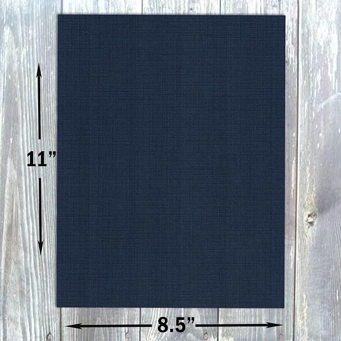 Hamilco Colored Cardstock Scrapbook Paper 8.5x11 Linen Textured Color Card Stock Paper Denim Blue 80 lb Cover 50 Pack