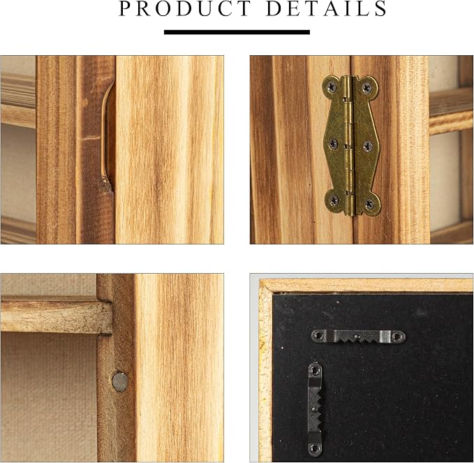 Freezing point Display Cases for Collectibles 16.6×7.4×3.8 Display Shelf Organizer Wall Mounted Shadow Box Frame Wood Holder Large Glasses Storage Box