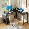 L Shaped Desk, 50 Inch Computer Desk Home Office Desk for Small Space Black | Gaming Table Corner Desk for Small Space with CPU Stand and Side Storage Bag, Sturdy Writing Workstation for Bedroom, Black