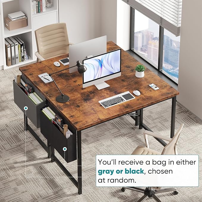 OLIXIS Computer Desk, 44 Inch Gaming Desks for Home Office Small Spaces | Writing Study Craft Work Table, Computer Workstation for Bedroom with Storage Bag, Rustic Brown