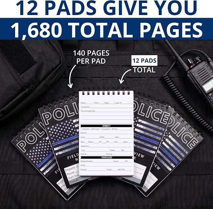 Field Equipt Police Incident Report Pocket Notepads, 5" x 3.5", 12 Pack