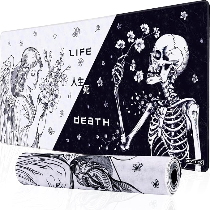 XXL Large Gaming Mouse Pad for Desk - Desk Mat for Keyboard and Mouse - PC Mouse Pad - Non-Slip Water Resist Rubber Base, Stitched Edges - 35.4x15.7 in - 90x40 cm (Life&Death, XX-Large)