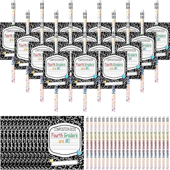 Tenceur 48 Set Back to School 4th Graders Pencils & Cards Gifts Bulk