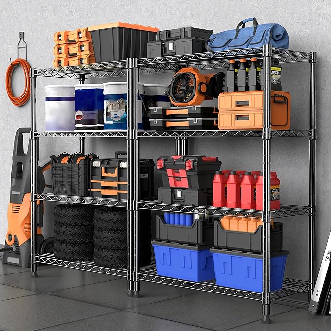 M MZG 1000 lbs Storage Shelving Steel Heavy Duty 4-Tier Utility Shelving Unit Steel Organizer Wire Rack for Home,Kitchen,Office (13.7" D x 29.5" W x 47.2" H)