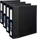 Avery Heavy-Duty 3 Ring Binder with Label Holder, 4 Inch One Touch EZD Rings, 4.5 Inch Spine, 1 Black Binder (79994) (Pack of 4)