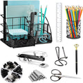 KAAKOW Black Desk Organizers and Accessories Office Supplies Set Stapler, Pen Holder, Phone Holder, Scissors, Pen, Ruler, 30 Paper Clips, 22 Binder Clip, 20 Tacks and 1000pcs Staples