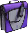 Case-it School Zipper Binder | 3" O-Rings | 600-Sheet | D-146 Purple Haze | Mighty Zip Tab, 5-Subject Expanding File Folder, Multiple Pockets, Storage Organizer, Shoulder Strap, Office