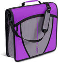 Case-it School Zipper Binder | 3" O-Rings | 600-Sheet | D-146 Deep Purple | Mighty Zip Tab, 5-Subject Expanding File Folder, Multiple Pockets, Storage Organizer, Shoulder Strap, Office