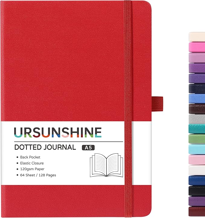 Dotted Journal/Notebook - Dot Grid Hard Cover Notebook, 5.3'' x 8.26''
