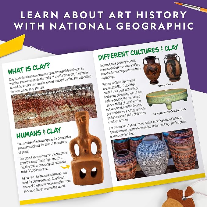National Geographic Air-Dry Modeling Clay Arts and Crafts Kit for Kids | 2 Lbs. Air-Dry Clay, 9 Pottery Art Projects, Sculpting Supplies, Christmas Ornament Craft, Creative Activity, Ages 8-12