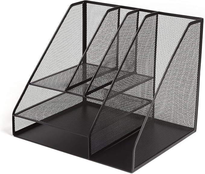 TRU RED Wire Mesh Desk Organizer, 8‑Compartment Accessory Holder – High‑Capacity Desktop Storage for Office Supplies