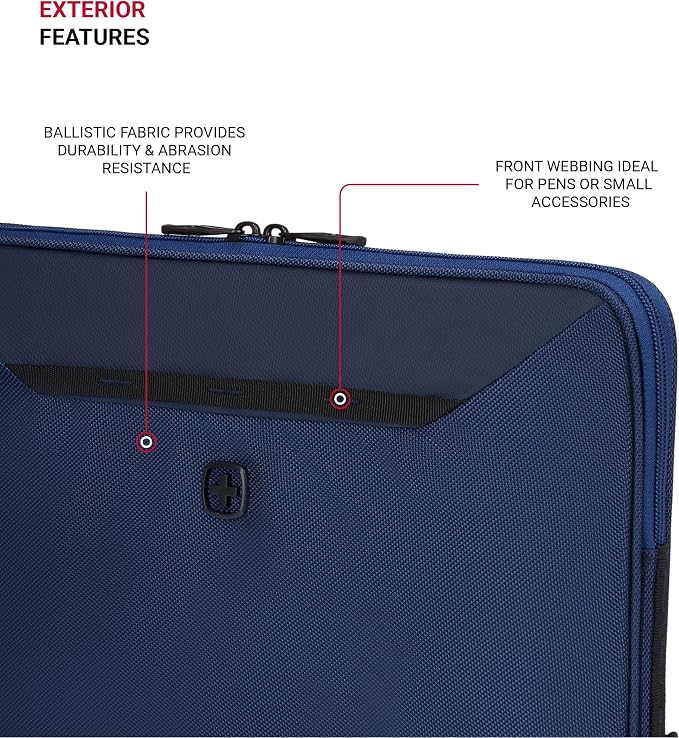SwissGear Padded Zippered Laptop Sleeve, Micro-Twill Laptop Case with Fleece Lining & Front Webbing