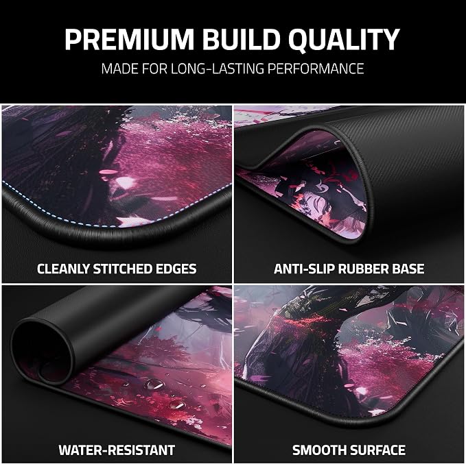 XXL Anime Gaming Mouse Pad 35.4 x 15.7 inch - Water-Resistant | Stitched Edges - Large XL Mousepad for Desk - Gamer Accessories Big Full Deskpad Mat Game Mousepads Deskmat