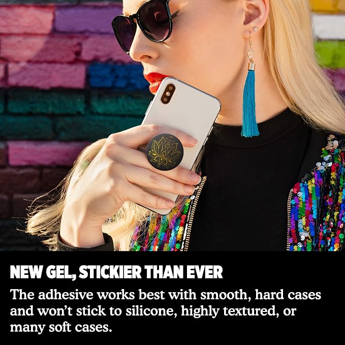 PopSockets Adhesive Phone Grip, Holder- Golden Prana Black | Secure Comfortable Hold, Anti-Drop, Kickstand, Moon, Star, Sun, Space, Flower, Floral