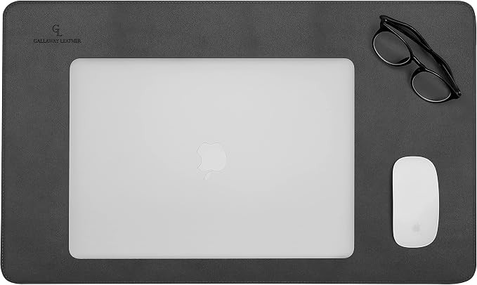 Gallaway Leather Desk Mat,Desk Writing Pad - Office Desk Pad, Medium 24" x 14" Gray, Desk Mats on Top of Desks, Gift Ready Elegant Computer Desk Mat Desk Cover Desk Pad Protector PU Leather