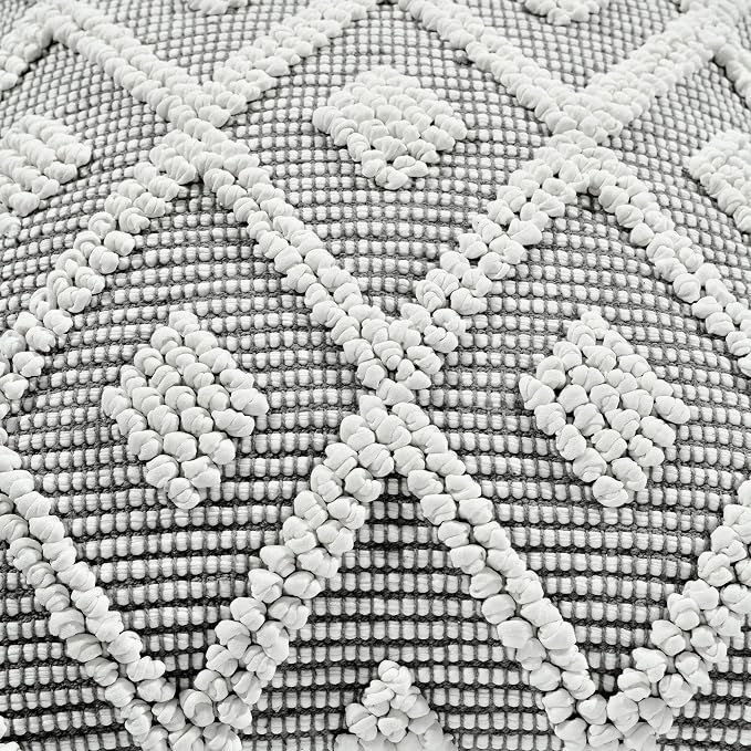 Lush Decor Adelyn Decorative Throw Pillow Cover, 20" W x 20" L, Gray - Square Pillow - Gray Diamond Pillow - Textured Pillows - Hygge Decor - Farmhouse Throw Pillows For Bed, Couch, Or Chair
