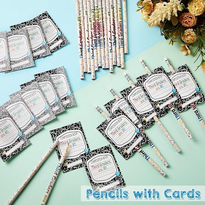 Tenceur 48 Set Back to School 3rd Graders Pencils & Cards Gifts Bulk