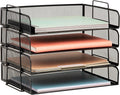 Mind Reader Stackable Paper Tray, Desktop Organizer, File Storage, Office, Metal Mesh, 4 Pcs., Black
