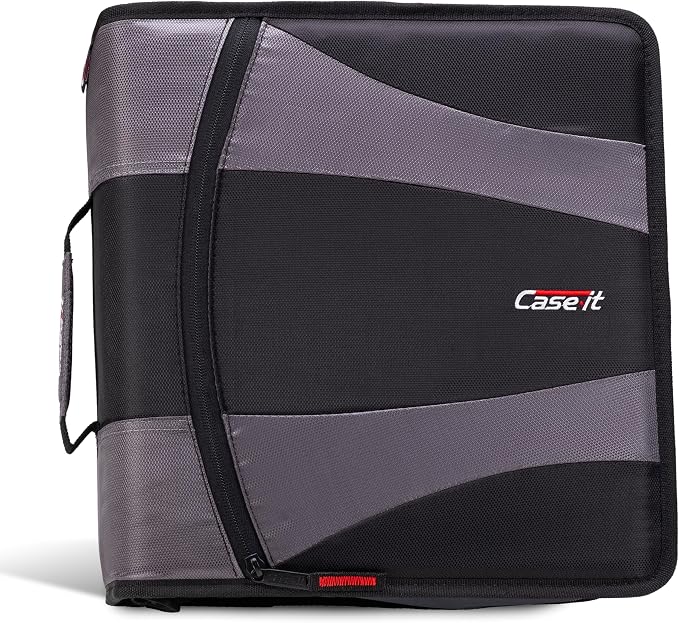 Case-it Dual Zipper Binder | Two 2" D-Rings | 800-Sheet | Dual-301 Black | Dual 2.0 2-in-1, 5-Subject Expanding File Folder, Multiple Pockets, Storage Organizer, Shoulder Strap, School & Office