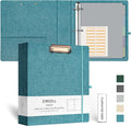 EYROZILL 3 Ring Binder 2 Inch, Binder for Letter Size (11" x 8.5") with 5 Tab Dividers, File Folder Labels and Low Profile Clipboards, Aqua Blue
