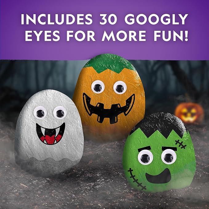 National Geographic Creepy Creatures Rock Painting Halloween Craft Kit | 10 River Rocks, 10 Paint Colors, Spooky Art Supplies for Kids, Halloween Crafts, Creative Activity, Creepy Creature Designs