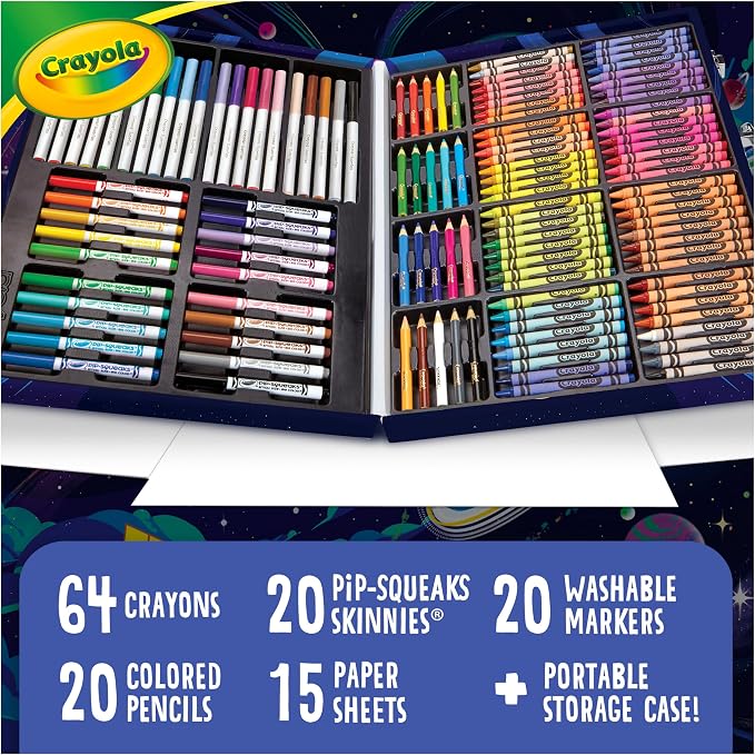 Crayola Inspiration Art Case Coloring Set, 140pc Space Theme – Art Kit for Kids, Crayons, Markers, Pencils, Gift for Boys & Girls, Ages 5, 6, 7, 8 [Amazon Exclusive]