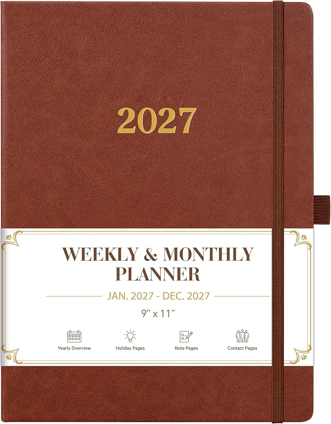 Vondafe 2027 Planner Weekly and Monthly, Jan. 2027 - Dec. 2027, 9" x 11"