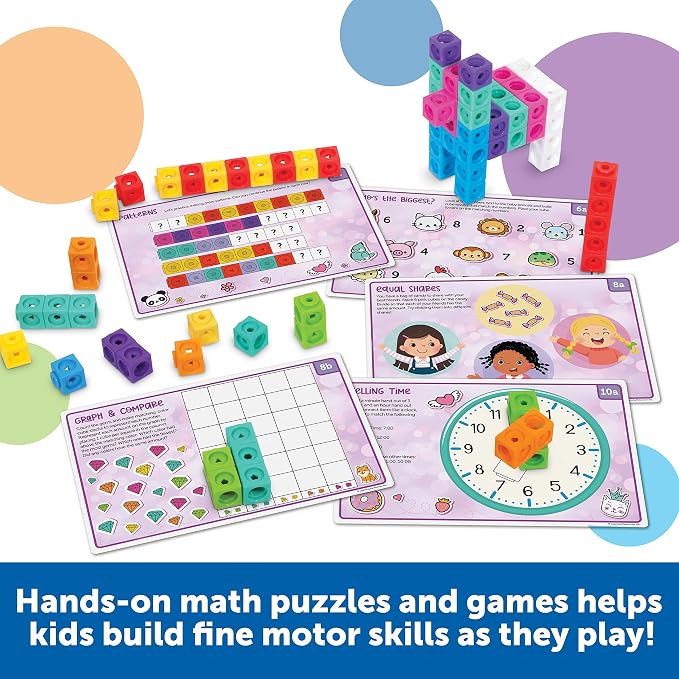 Learning Resources MathLink Cubes Activity Set: Fantasticals | Math Manipulatives Kindergarten for Counting, Number Blocks Toys, Counting Blocks for Classroom, Kids Mathlink Linking Cubes