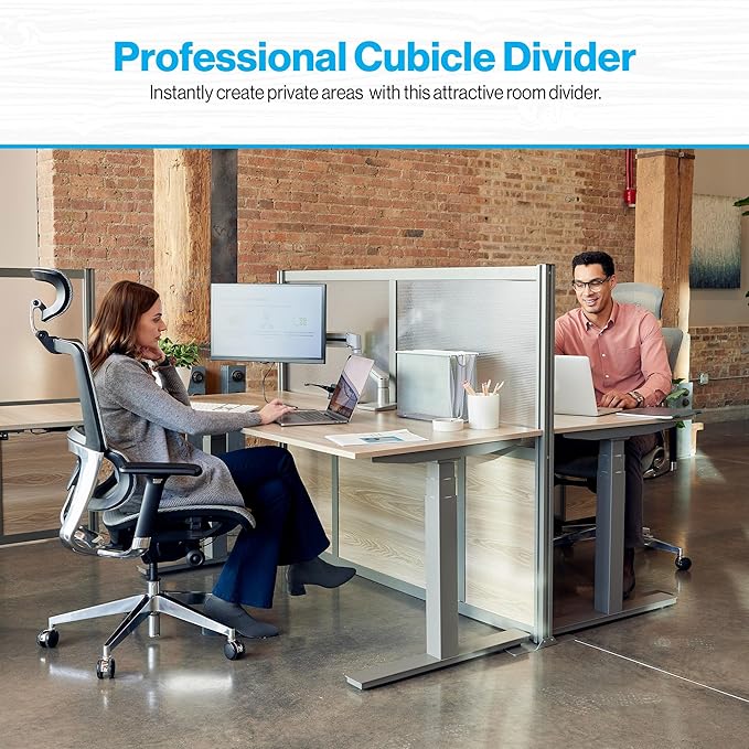 NBF Office Partitions - Cubicle Privacy Panel Wall Divider - Modern Room Separator with Quick Assembly - Indoor Laminate Free Standing Portable Room Divider Panel - 52" H x 73" W (Espresso)