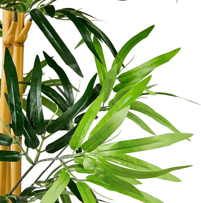 Amazon Basics Artificial Bamboo Plant with Plastic Planter Pot, 39.4", Green, Home Office Decor, Floor Plant