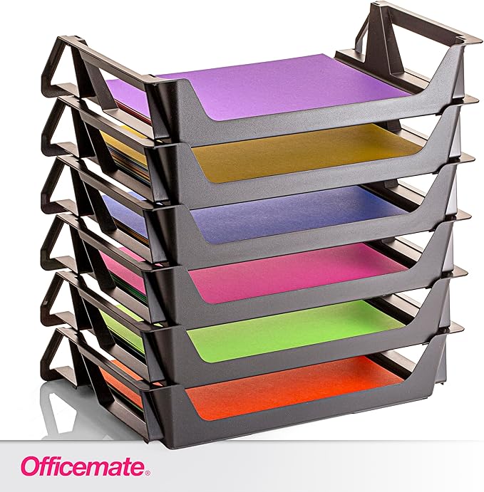 Officemate Recycled Desk Tray,Side Load,15 1/8 x 8 7/8 x 15,Letter/A4, (26212),6 Count (Pack of 4)