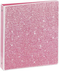 NatureTouch 3 Ring Binder, Glitter 1 Inch Organizer (10.5'' x 11.5'') Holds 8.5’’ x 11’’ Letter Size 300 Pages, Waterproof Durable View Binder, 1 Pack, Crystal Pink
