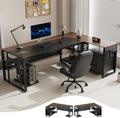 MALOL 70.3" Reversible L-Shaped Office Desk with Power Outlet Computer Desk | Large Executive Desk with Locked File Drawers & Storage Shelves, Pegboard, Mobile CPU Stand, Modern Corner Desk, Walnut