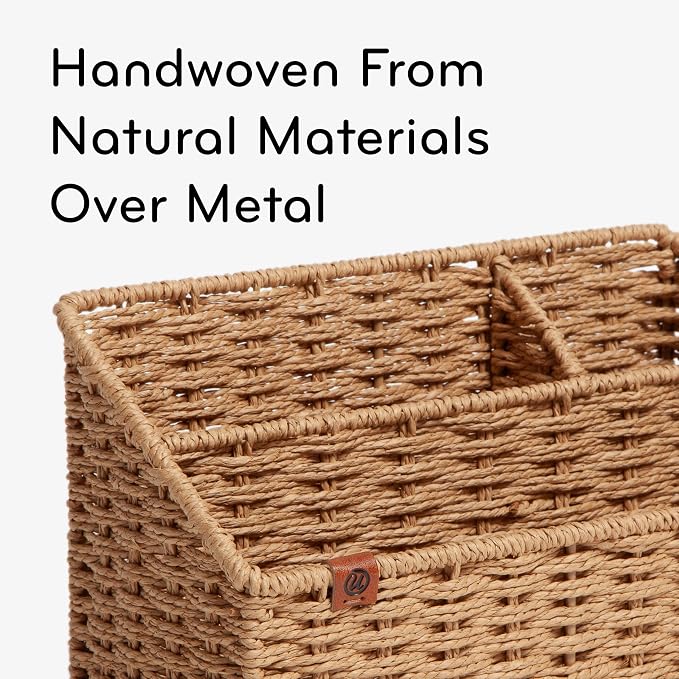 U Brands Woven All-in-1 Desk Organizer, Rattan, 1 Count, for Home Office