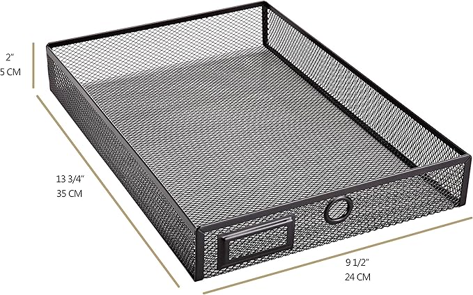 Annova Desk Organizer Wire Mesh 3 Tier Sliding Drawers Paper Sorter/Multifunctional/Premium Solid Construction for Letters, Documents, Mail, Files, Paper, Kids' Art Supplies (Black)