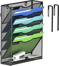 Kuntine.B Wall File Organizer Office Hanging Magazine Holder Wall File Organizer for Office Home (Black, 6 Tier & Hangers)