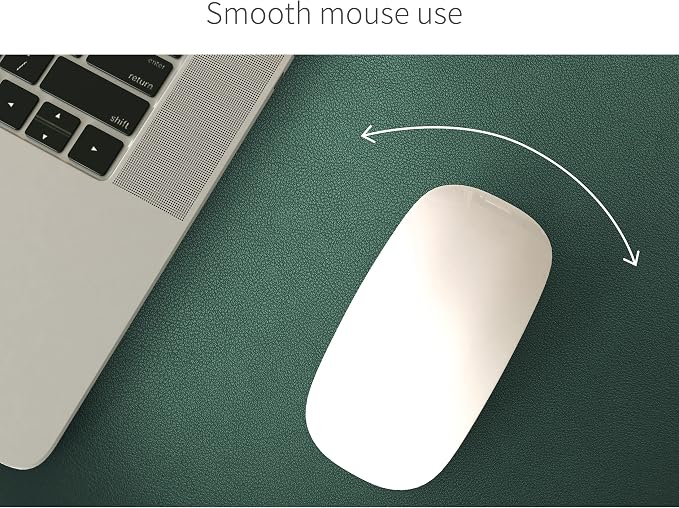 RENMTURE Dual-Sided Mouse Pad, Natural Cork & PU Leather Large Desk Pad for Office and Home Work, Desk Protector Non-Slip, Waterproof, Easy Clean (Dark Green, 23.6" x 13.7")