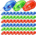 Fullhawl 60 Pack Correction Tape Bulk, 19.7 ft White Wrong out Tear-resistant Roller, Red Green Blue Colored Strips, Instant Dry Smooth Applicator for School, Office, Note Taking, Journal