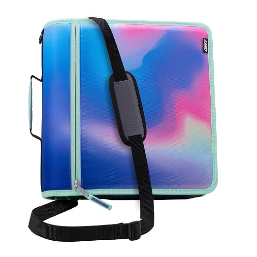 Case-it Zipper Binder | 3-Inch O-Rings | 600-Sheet | D-146 Northern Lights | Mighty Zip Tab, 5-Subject Expanding File Folder, Multiple Pockets, Storage Organizer, Shoulder Strap, School & Office