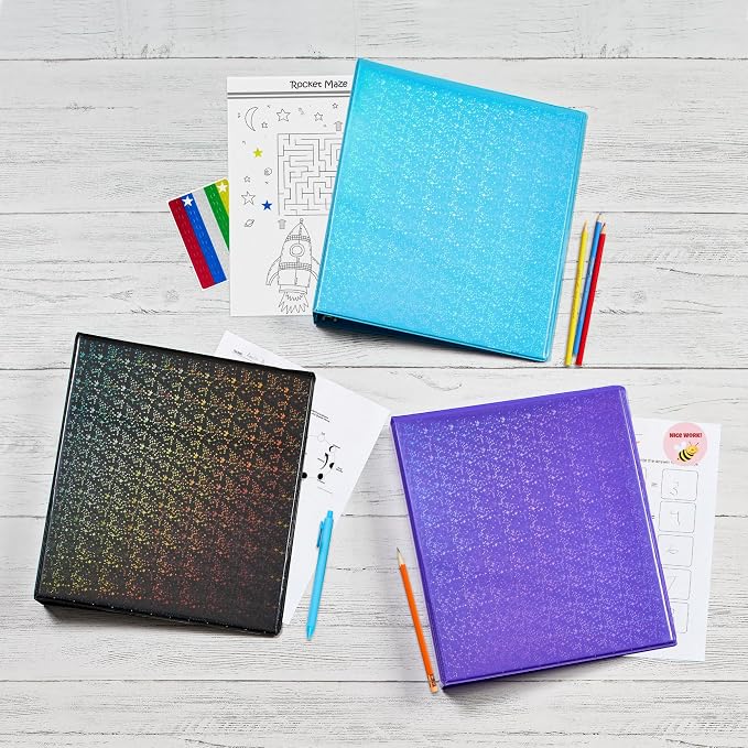 Avery® Holographic 3 Ring Binder, 1" Round Rings, 1 Violet Binder | For School, Home and Project Organization, Holographic 3D Rainbow Cover, Customizable Insertable Spine, Nonstick Pockets