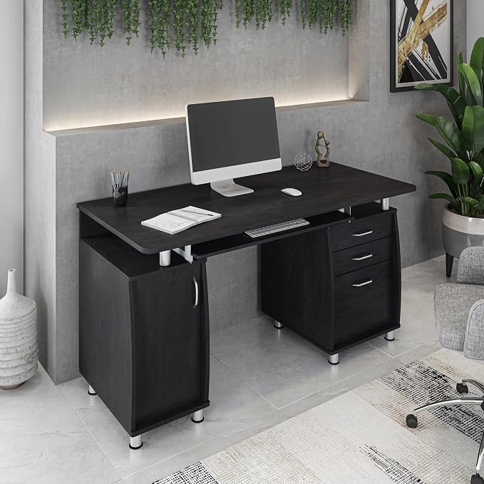 Techni Mobili 48''W Computer Desk with File Cabinet & Drawers, Espresso | Home Office, Keyboard Tray, Storage, Computer Workstation, Ideal for home office, Workspace organization