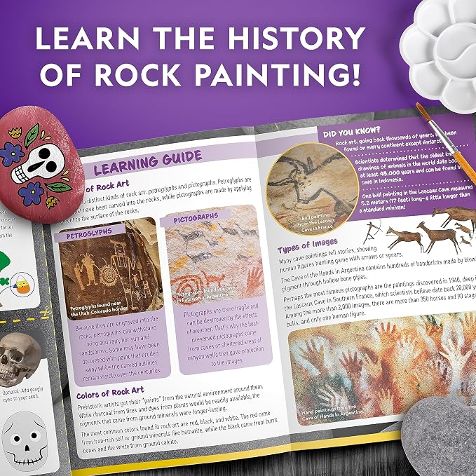 National Geographic Creepy Creatures Rock Painting Halloween Craft Kit | 10 River Rocks, 10 Paint Colors, Spooky Art Supplies for Kids, Halloween Crafts, Creative Activity, Creepy Creature Designs