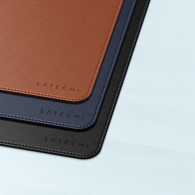 Satechi Vegan-Leather Desk Mat, Scratch and Water Resistant, Blue | Large Mouse Pad, Ergonomic, Easy to Clean, 26.8 x 12.4 x 0.1 inches, for Office and Home