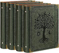 OVESMUSL 4 Pack PU Leather 3 Ring Binder, 1.5 Inch Green Tree | Fits 8.5x11 letter paper, holds 350 sheets, loose leaf organizer